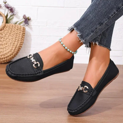 Damen Sommer-Loafer Slip-On Gepolsterte Innensohle Schmetterlings-Detail
