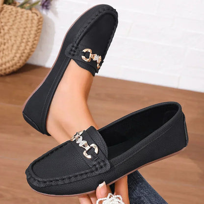 Damen Sommer-Loafer Slip-On Gepolsterte Innensohle Schmetterlings-Detail