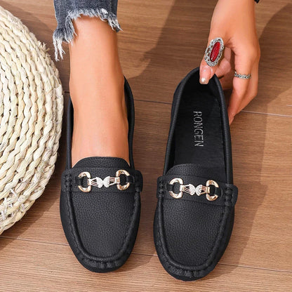 Damen Sommer-Loafer Slip-On Gepolsterte Innensohle Schmetterlings-Detail