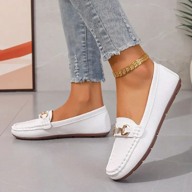 Damen Sommer-Loafer Slip-On Gepolsterte Innensohle Schmetterlings-Detail