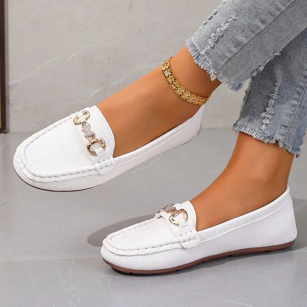 Damen Sommer-Loafer Slip-On Gepolsterte Innensohle Schmetterlings-Detail