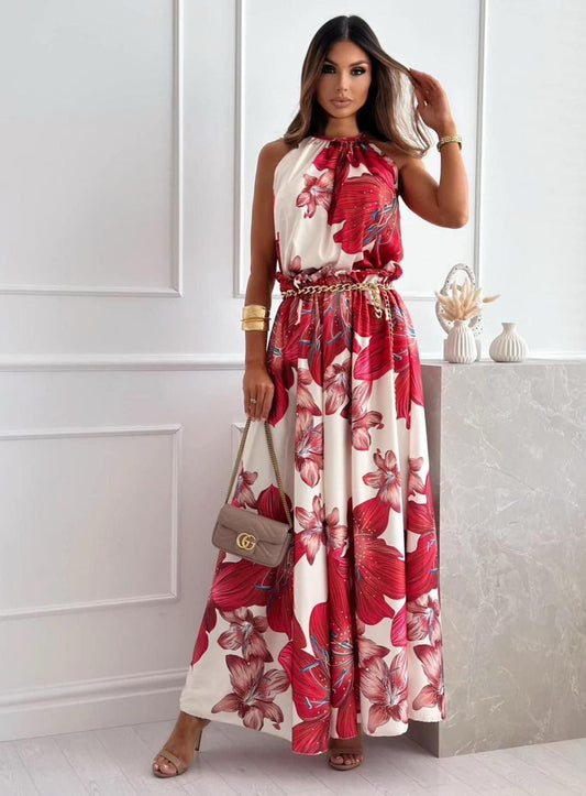Damen Midikleid in Roséfarbe mit einzigartigen Designdetails