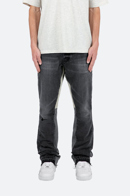Herren Schlagjeans mit schmalem Oberschenkel und Kontrasteinsätzen – Gewaschener Denim-Stil