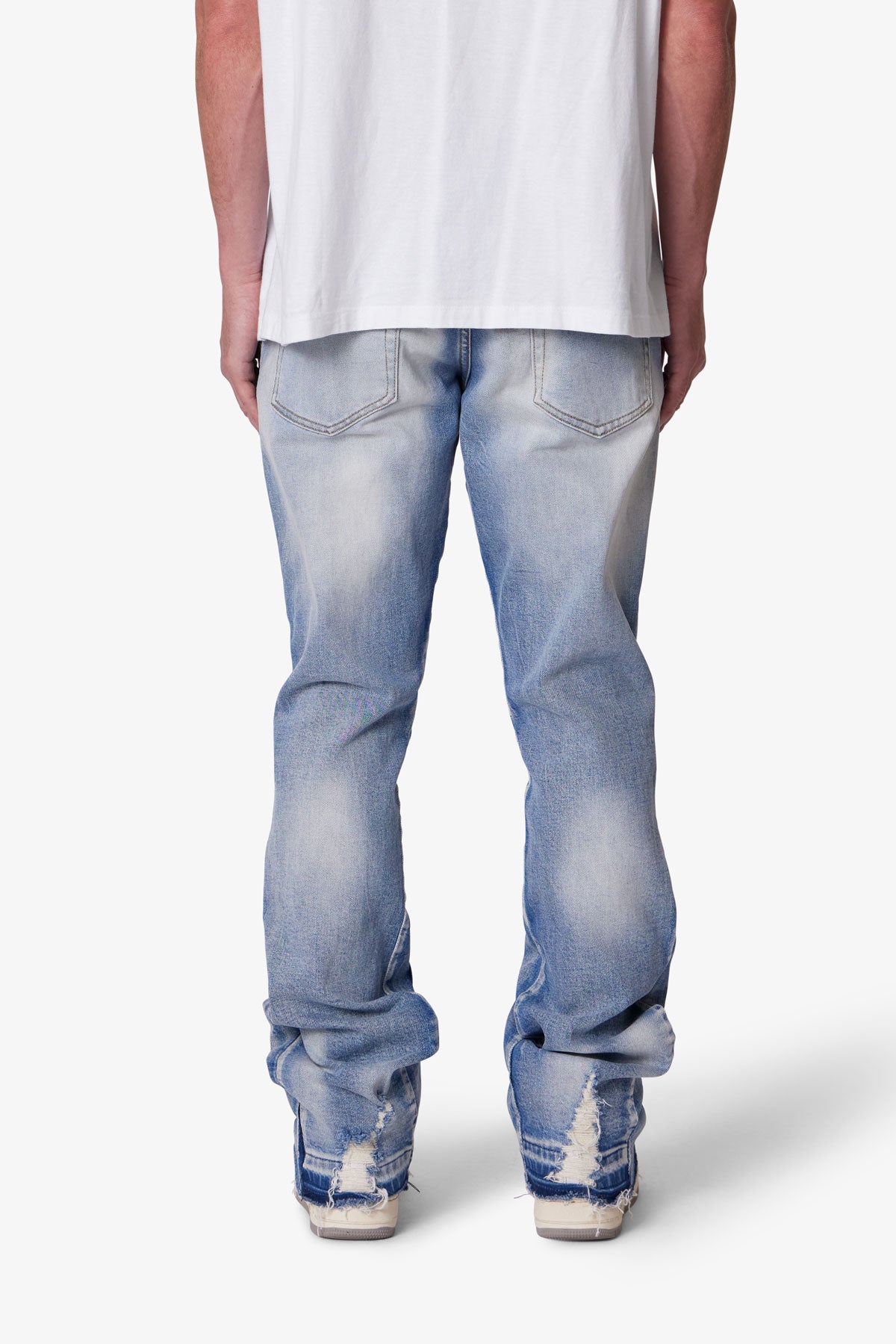 Herren Schlagjeans mit schlankem Bein und Paneel-Details – Blauer Denim-Stil