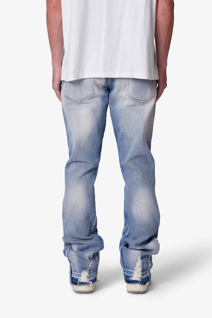 Herren Schlagjeans mit schlankem Bein und Paneel-Details – Blauer Denim-Stil