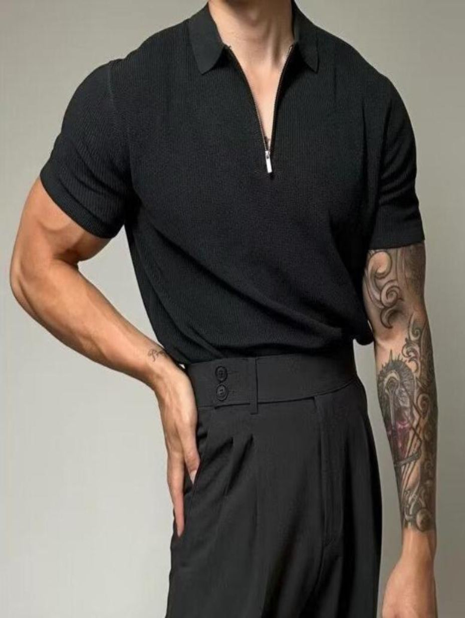 Herren Sommer-Poloshirt Kurzarm – Halbreißverschluss mit Reverskragen
