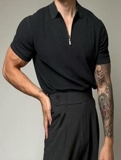 Herren Sommer-Poloshirt Kurzarm – Halbreißverschluss mit Reverskragen