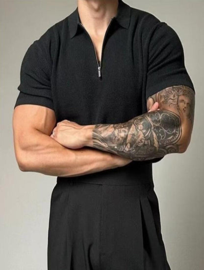 Herren Sommer-Poloshirt Kurzarm – Halbreißverschluss mit Reverskragen