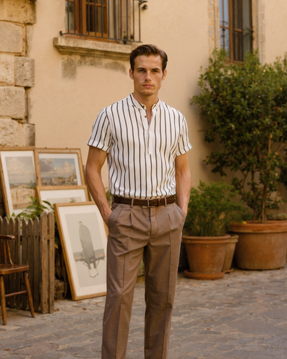 Men's Polo Shirt Made of Organic Cotton with Short Sleeves and Nautical Design