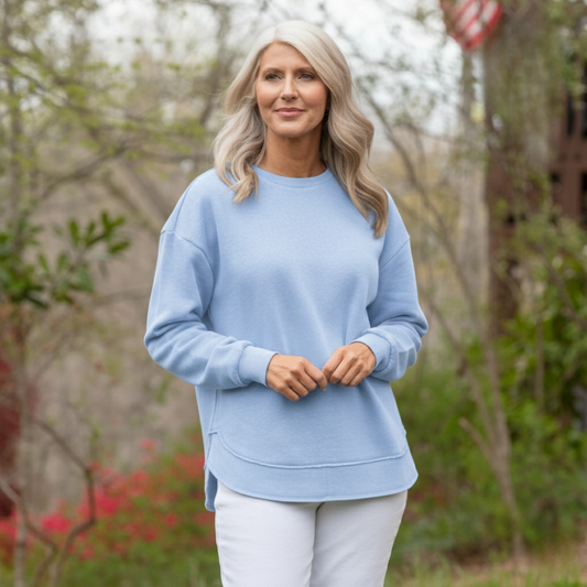 Women's Poncho with High-Low Hem and Melange Design