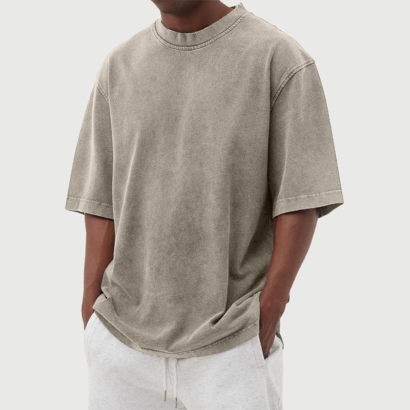 Herren-T-Shirt aus Baumwolle mit moderner Waschoptik in der Vorderansicht