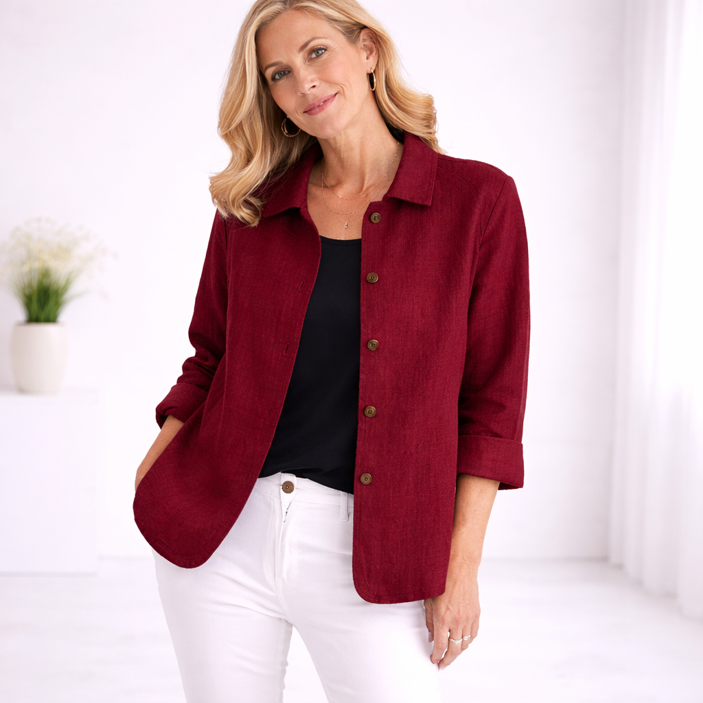 Damen Leichtes Langarmshirt mit Knopfleiste