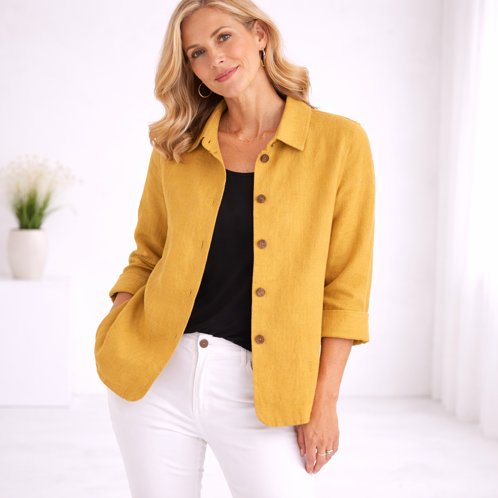Damen Leichtes Langarmshirt mit Knopfleiste