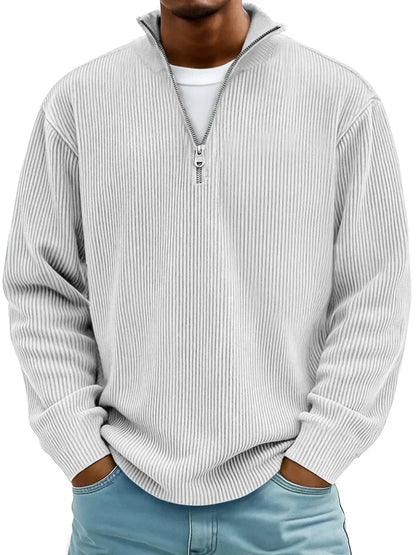 Herren Pullover Halb-Reißverschluss Rippstrick Regular Fit