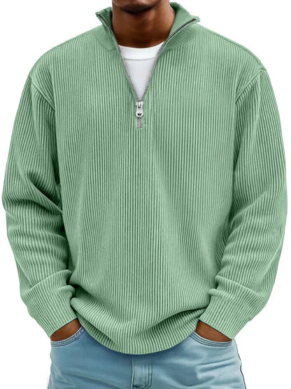 Herren Pullover Halb-Reißverschluss Rippstrick Regular Fit