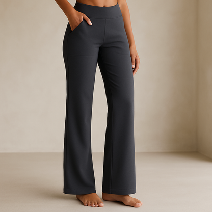 Damen Stretchhose Mit Elastischem Bund Und Seitentaschen