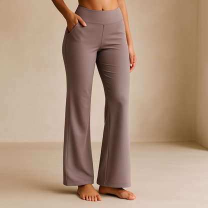 Damen Stretchhose Mit Elastischem Bund Und Seitentaschen