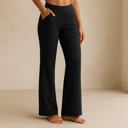 Damen Stretchhose Mit Elastischem Bund Und Seitentaschen