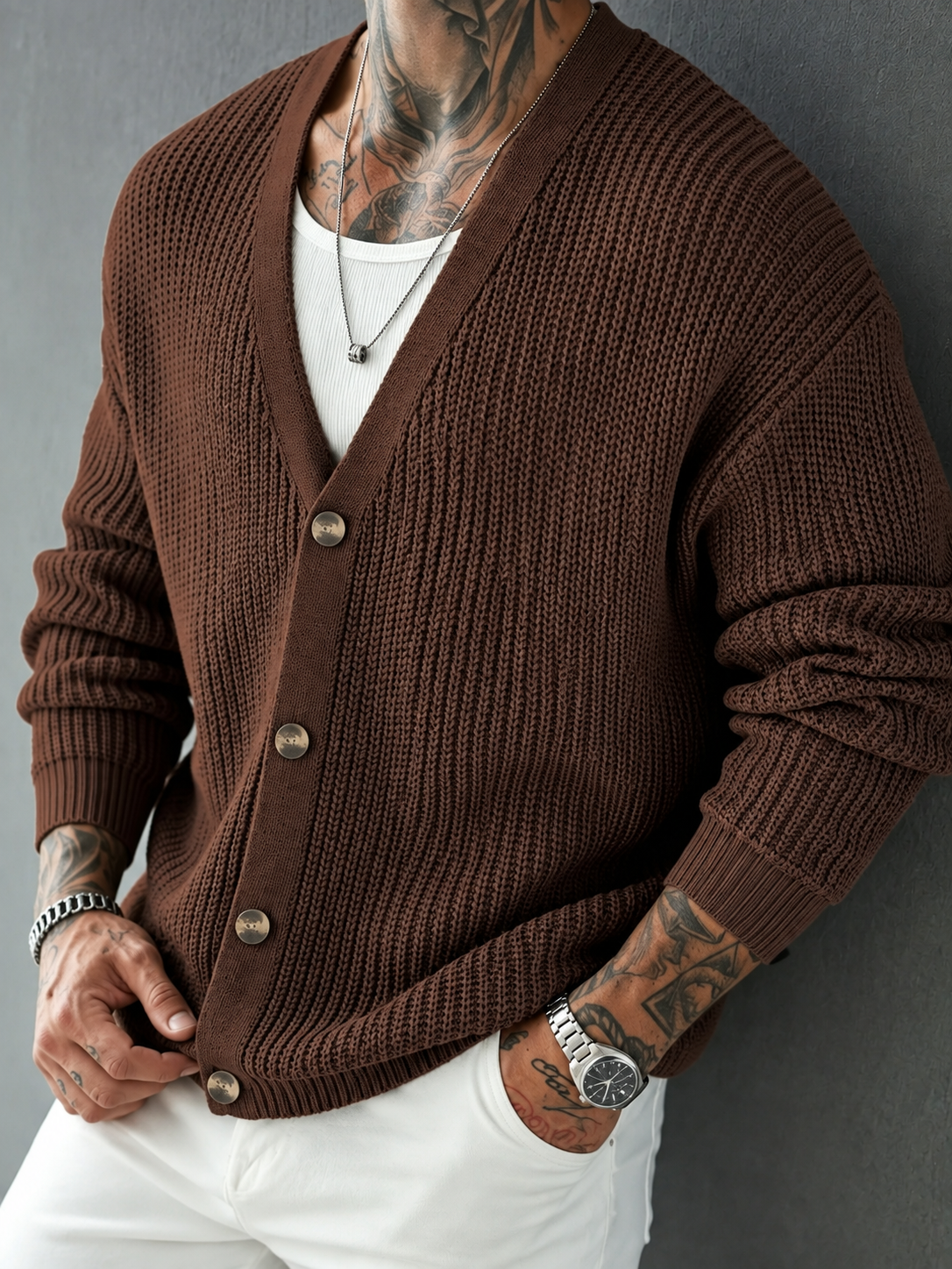 Rippstrick-Cardigan für elegante Lagenlooks
