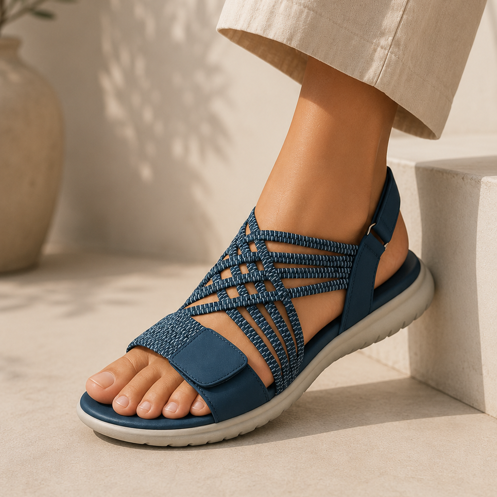 Damen-Sommersandalen Mit Verstellbarem Riemen, Runder Zehenpartie Und Rutschfester Sohle