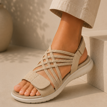 Damen-Sommersandalen Mit Verstellbarem Riemen, Runder Zehenpartie Und Rutschfester Sohle