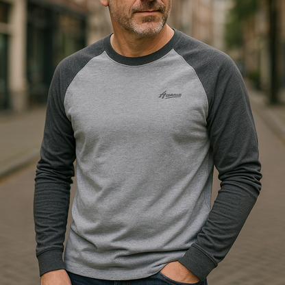 Men's Autumn Long-Sleeve Shirt with Raglan Sleeves and Slim Fit