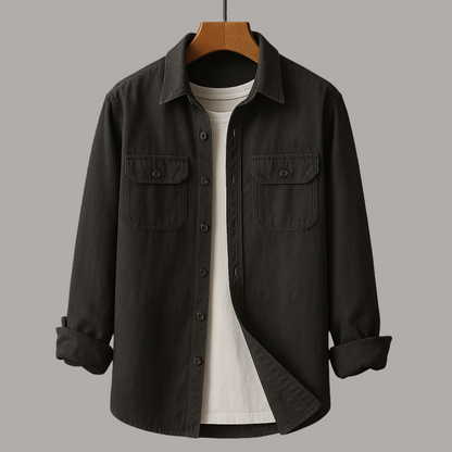 Men's Shirt Button Placket Two Pockets Light