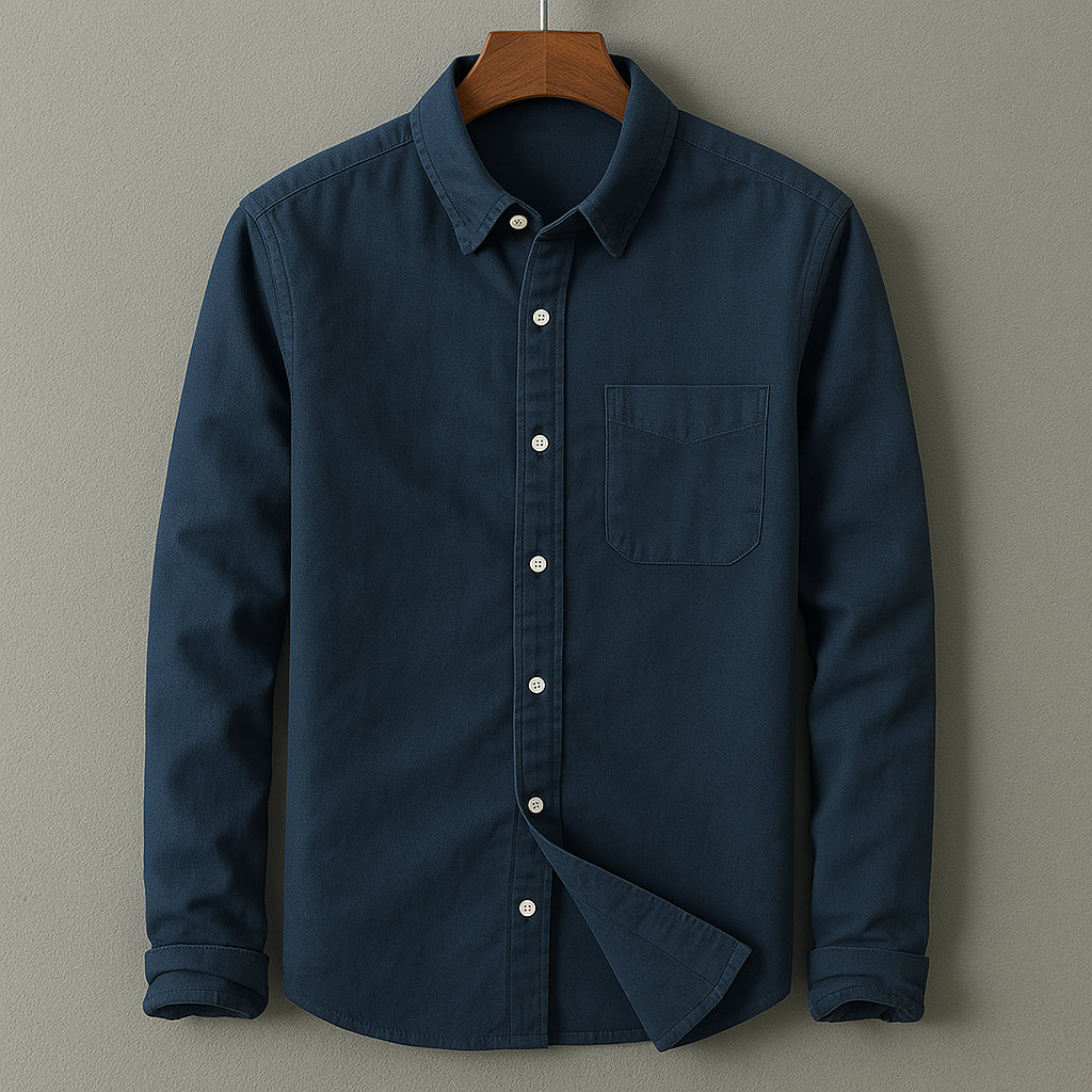 Men's Shirt Button Placket Single Chest Pocket Light