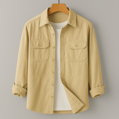 Men's Shirt Button Placket Two Pockets Light