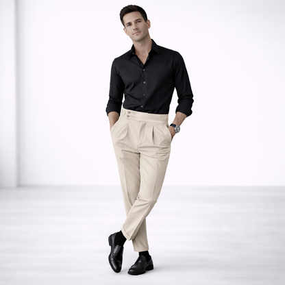 Herren Business Hose mit Hohem Bund – Gerades Bein Normale Passform