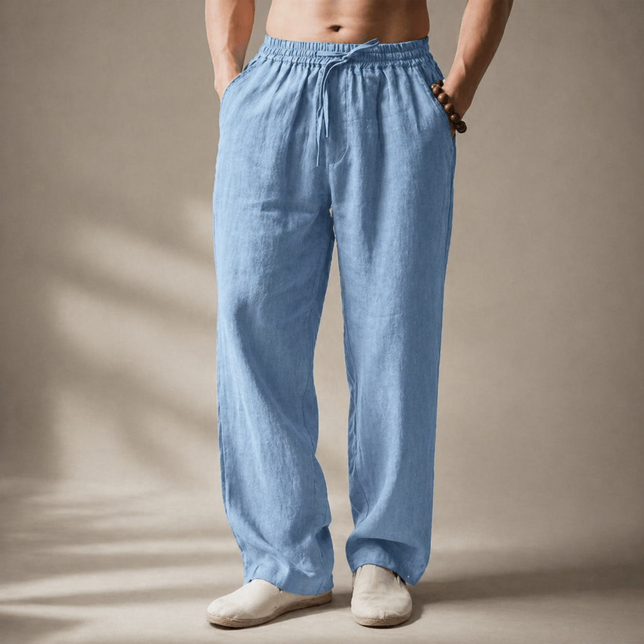 Herren Hose mit Geradem Bein – Kordelzug Lockerer Schnitt