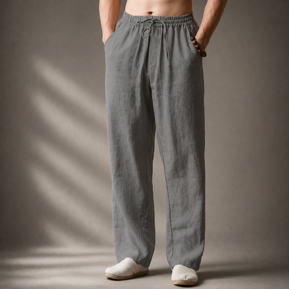 Herren Hose mit Geradem Bein – Kordelzug Lockerer Schnitt