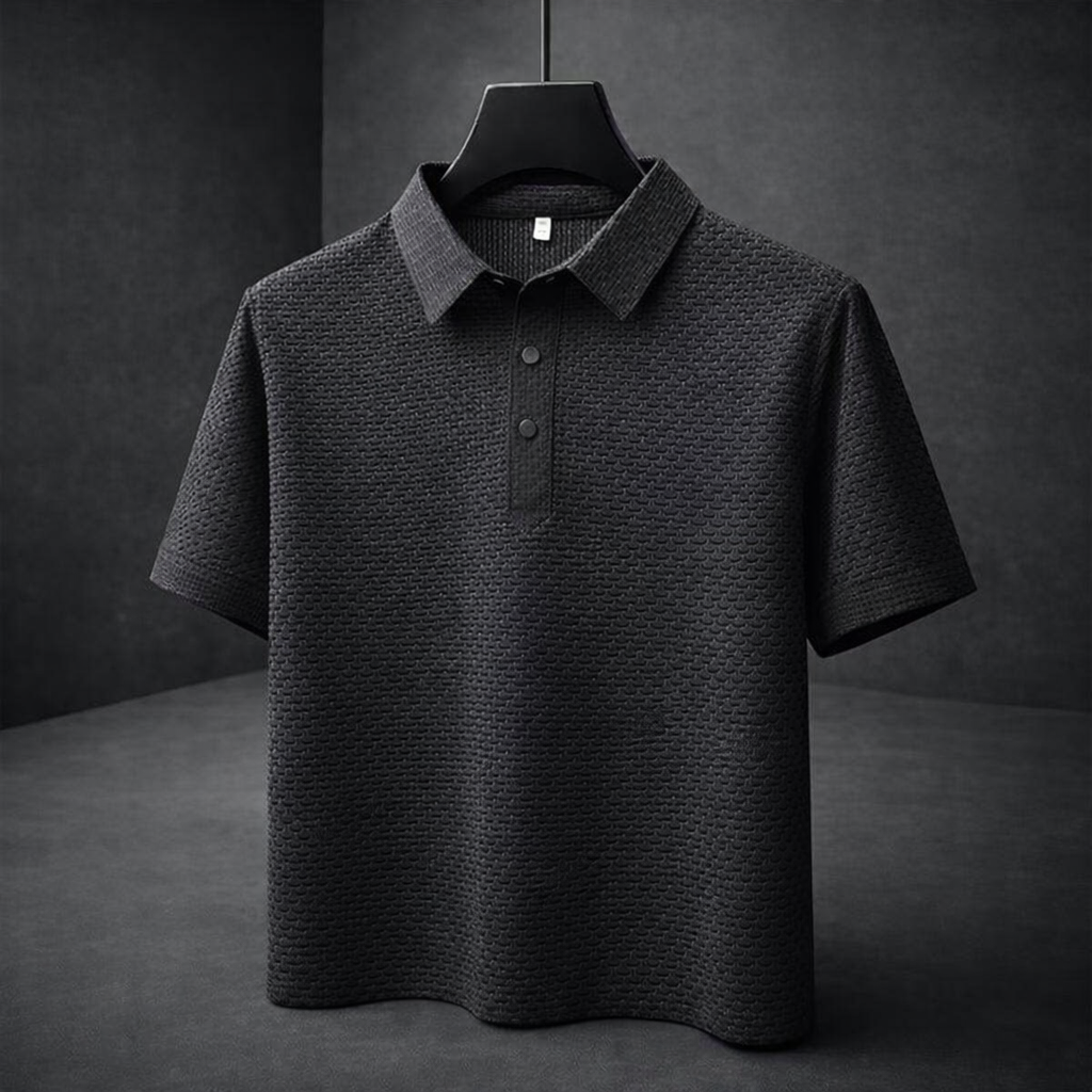 Herren-Poloshirt Kurzarm mit Korbgeflecht-Struktur und Kragen