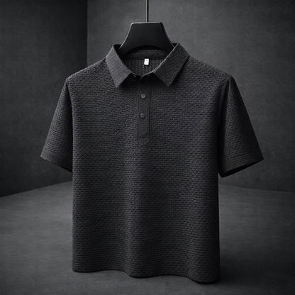 Herren-Poloshirt Kurzarm mit Korbgeflecht-Struktur und Kragen