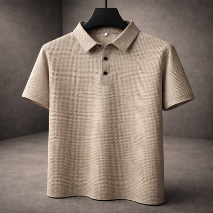 Herren-Poloshirt Kurzarm mit Korbgeflecht-Struktur und Kragen
