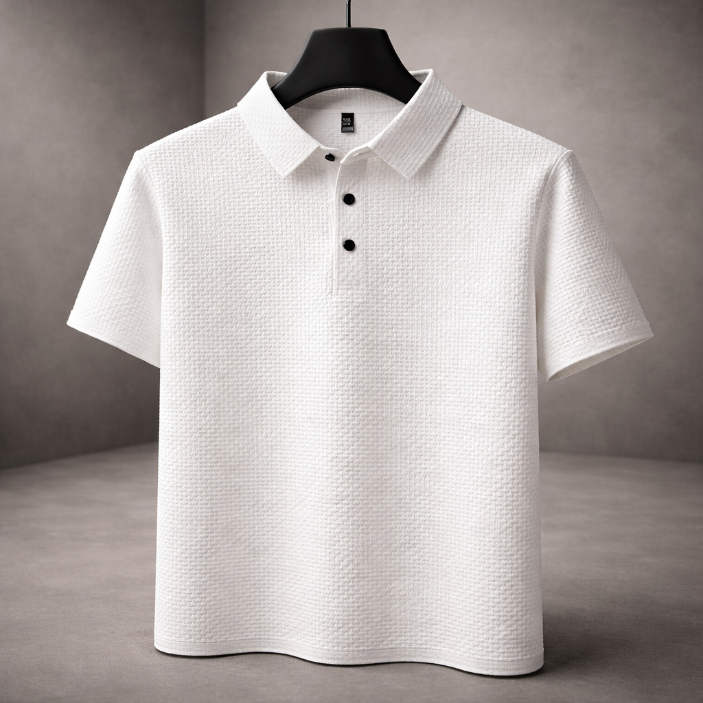 Herren-Poloshirt Kurzarm mit Korbgeflecht-Struktur und Kragen