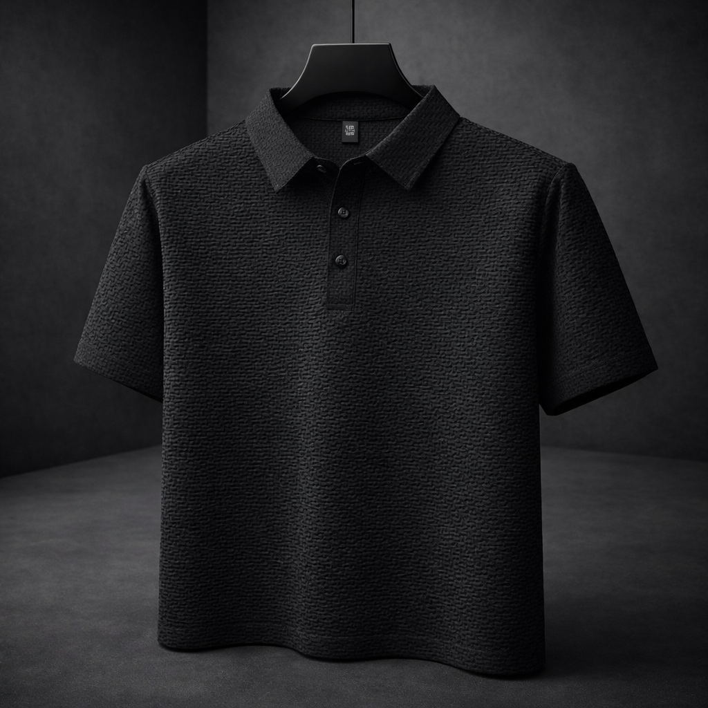 Herren-Poloshirt Kurzarm mit Korbgeflecht-Struktur und Kragen