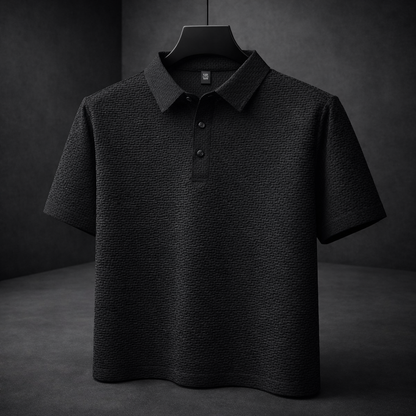 Herren-Poloshirt Kurzarm mit Korbgeflecht-Struktur und Kragen