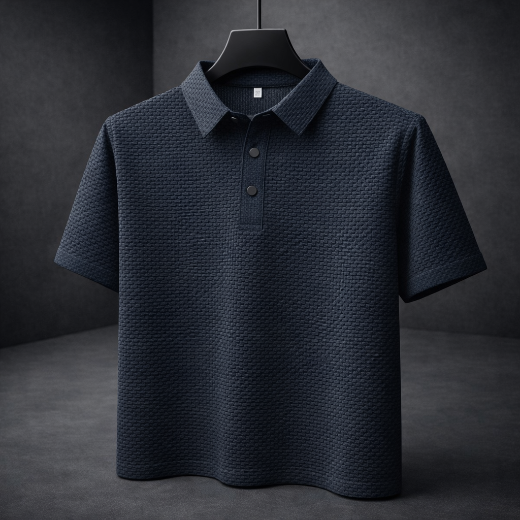Herren-Poloshirt Kurzarm mit Korbgeflecht-Struktur und Kragen