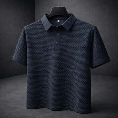 Herren-Poloshirt Kurzarm mit Korbgeflecht-Struktur und Kragen