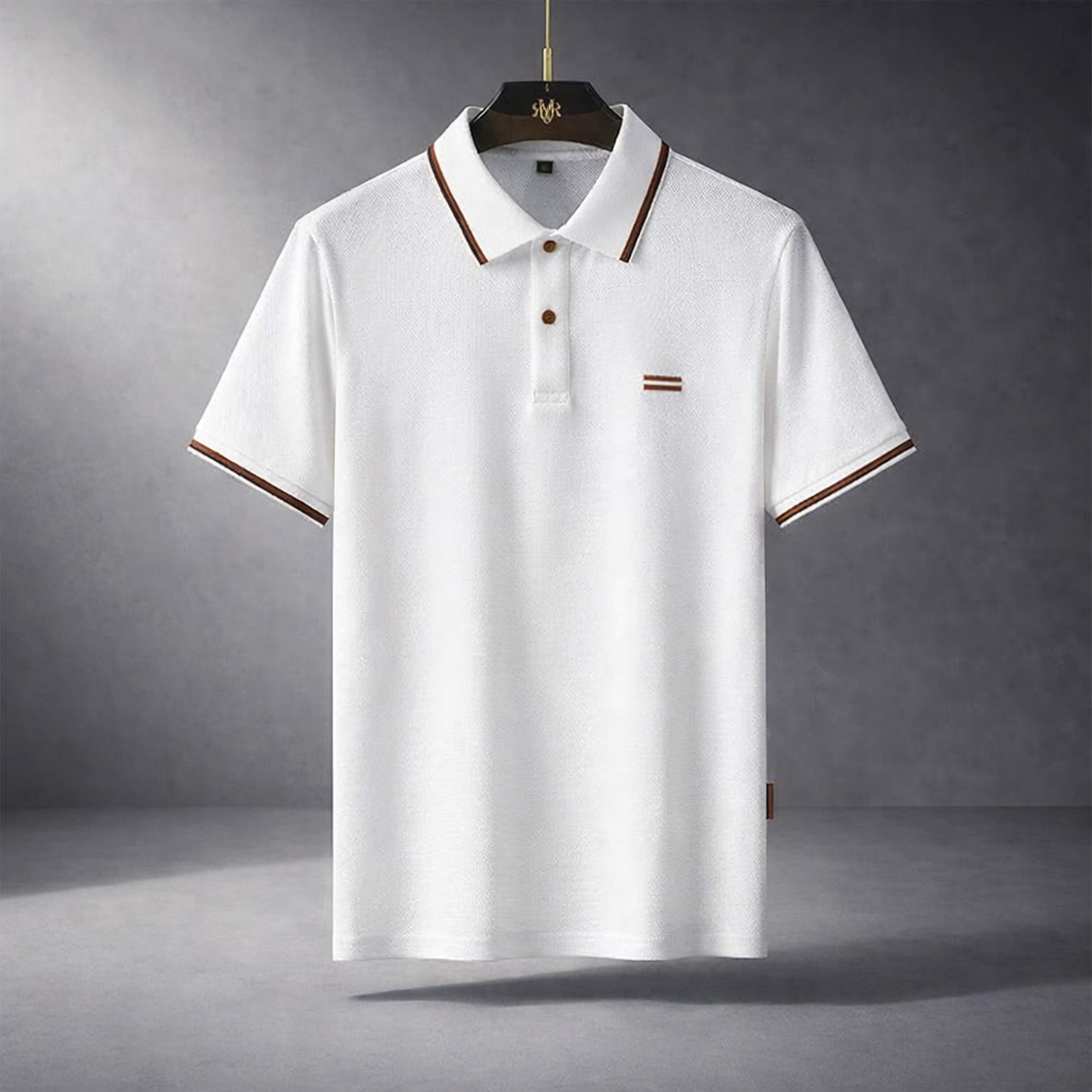 Herren Poloshirt Kurzarm mit Struktur und Kontraststreifen