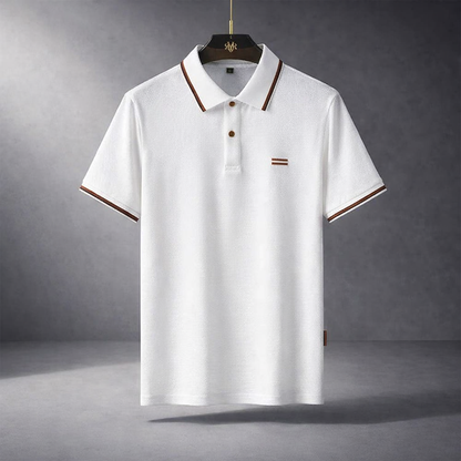 Herren Poloshirt Kurzarm mit Struktur und Kontraststreifen