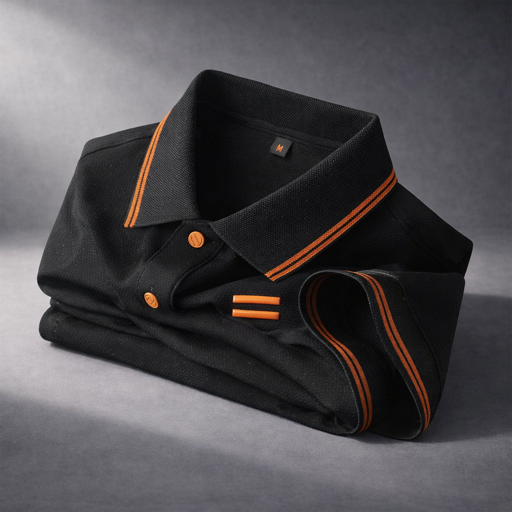 Herren Poloshirt Kurzarm mit Struktur und Kontraststreifen