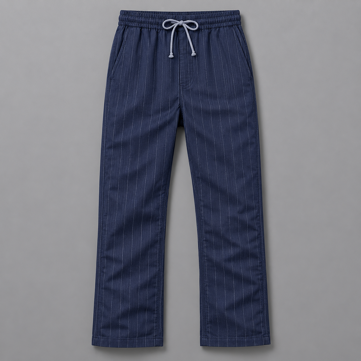 Herren Hose mit Nadelstreifen – Kordelzug Gerader Lockerer Schnitt