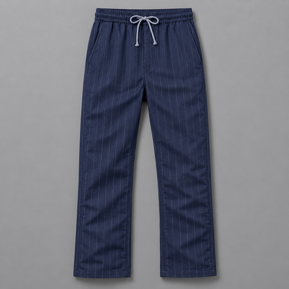 Herren Hose mit Nadelstreifen – Kordelzug Gerader Lockerer Schnitt