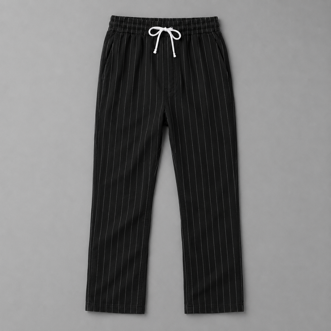 Herren Hose mit Nadelstreifen – Kordelzug Gerader Lockerer Schnitt