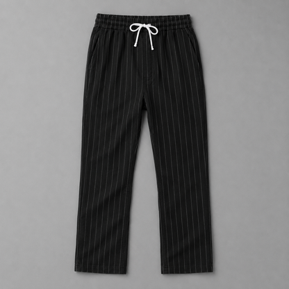 Herren Hose mit Nadelstreifen – Kordelzug Gerader Lockerer Schnitt