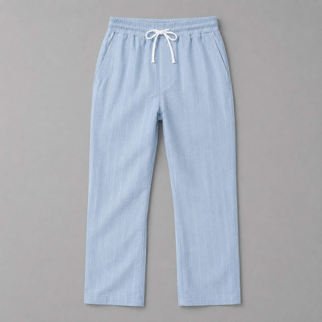 Herren Hose mit Nadelstreifen – Kordelzug Gerader Lockerer Schnitt