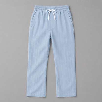 Herren Hose mit Nadelstreifen – Kordelzug Gerader Lockerer Schnitt