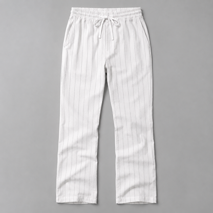 Herren Hose mit Nadelstreifen – Kordelzug Gerader Lockerer Schnitt